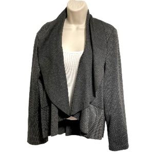 CALVIN KLEIN Drape Front Cascading Gray Cardigan Sweater Long Sleeves Women's XL